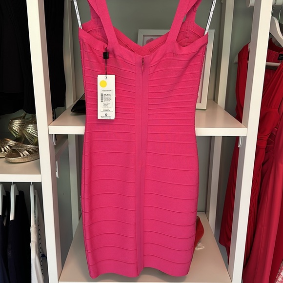 Herve Leger Paris - Sweetheart Hot Pink Bandage Dress - Picture 4 of 5